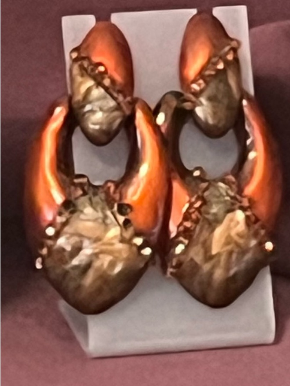 Vintage Copper-Tone Crystal Drop Earrings - Women Jewelry